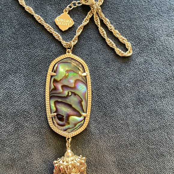 Kendra Scott Gold Necklace with Iridescent Abalone Tassel long Pendant - Picture 13 of 14